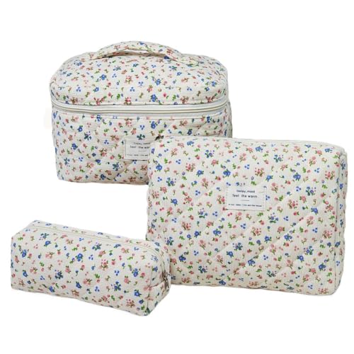 3er Set Kosmetiktasche Damen Kulturbeutel Damen Aesthetic Stuff clean Girl Make up Bag MultifunktionalerFlauschige Kosmetiktasche Mit GroBer Kapazität (W) von ZGHQHCDRH