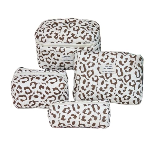 4er Set Kosmetiktasche Blumen MäDchen,Kulturtasche Damen,Gesteppte Make Up Tasche, Aesthetic Stuff clean Girl kulturbeutel Damen Cosmetic Bag Make upTascheReise (A) von ZGHQHCDRH