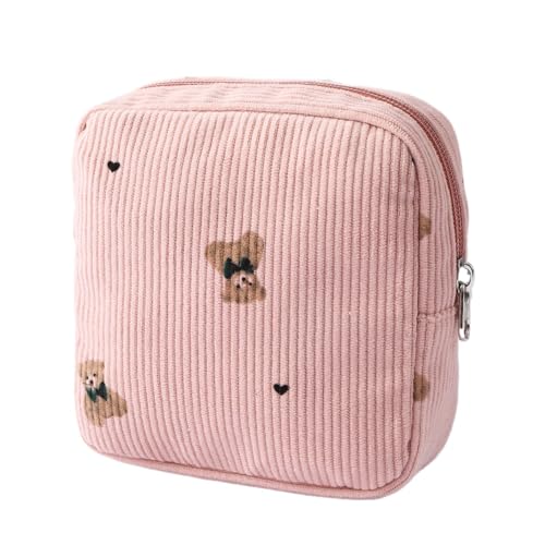 Cord Kosmetiktasche Kleine Make up Tasche Aesthetic School Stuff clean Girl kulturtasche Damen Kleine Kosmetiktasche Emergency kit Girls School Bag Reise fur Frauen (F) von ZGHQHCDRH