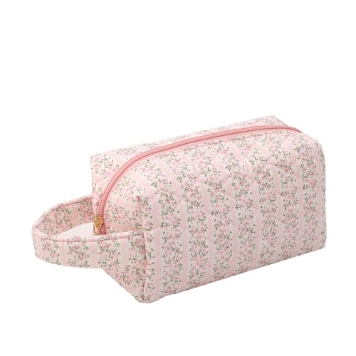 Cosmetic Bag clean Girl Stuff Handtasche Girls with Floral Pattern Pink Cosmetic Bag Kosmetiktasche Set, Kulturtasche Damen Soft Cotton (A) von ZGHQHCDRH