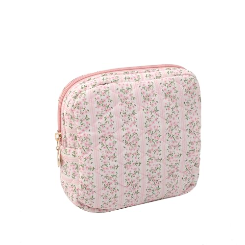 Cosmetic Bag clean Girl Stuff Handtasche Girls with Floral Pattern Pink Cosmetic Bag Kosmetiktasche Set, Kulturtasche Damen Soft Cotton (E) von ZGHQHCDRH