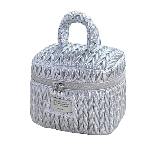 Kosmetiktasche Damen Make Up Tasche mit ReiBverschluss Multifunktionale Reisen Kulturtasche Kulturbeutel Emergency kit Girls School Bag Schminktasche Taschen Organizer für Damen (Silber A) von ZGHQHCDRH