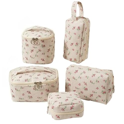 Kosmetiktasche Damen Make Up Tasche mit ReiBverschluss Multifunktionale Reisen Kulturtasche Set Kulturbeutel Emergency kit Girls School Bag Schminktasche Taschen Organizer für Damen (5 PCS) von ZGHQHCDRH
