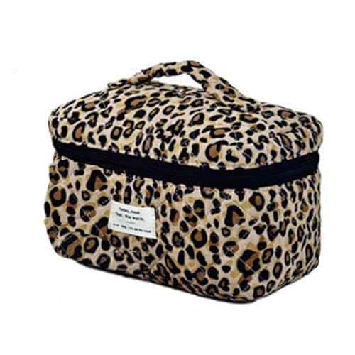 Kosmetiktasche Leopardenmuster Stylisch Make Up Tasche Leicht Kompakt Kulturtasche für Frauen Mädchen Kosmetiktasche groß für Handtasche Reise Gym (A 01) von ZGHQHCDRH