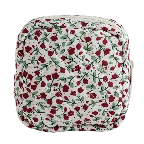 Kosmetiktasche kulturtasche Damen Make up Tasche Makeup Bag Quilted Makeup Bag for Women, Bag Floral Cotton CosmeticBag Travel Cotton clean Girl (J) von ZGHQHCDRH
