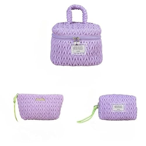 Kosmetiktaschen für Frauen Make up Tasche Kosmetiktasche groß Aesthetic Stuff clean Gir Reise Kosmetiktaschen mit Metall ReiBverschluss Make upTasche für Mädchen (Lila 3PCS) von ZGHQHCDRH