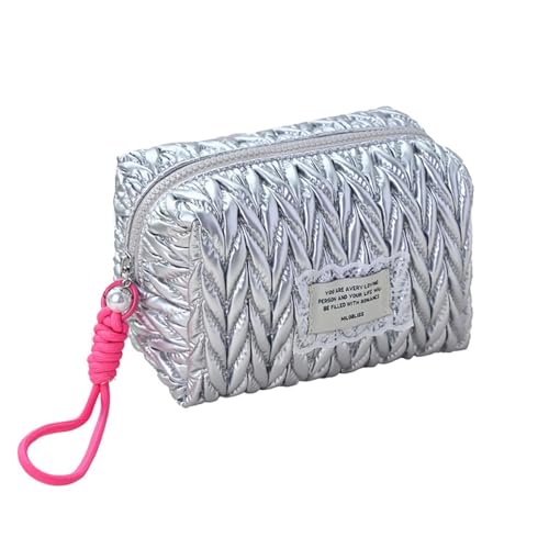 Kosmetiktaschen für Frauen Make up Tasche Kosmetiktasche groß Aesthetic Stuff clean Gir Reise Kosmetiktaschen mit Metall ReiBverschluss Make upTasche für Mädchen (Silber C) von ZGHQHCDRH