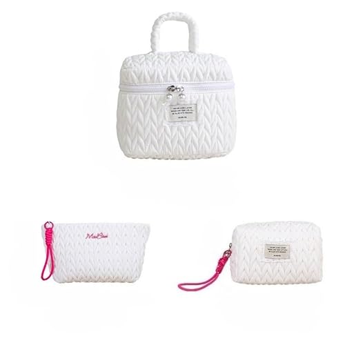Kosmetiktaschen für Frauen Make up Tasche Kosmetiktasche groß Aesthetic Stuff clean Gir Reise Kosmetiktaschen mit Metall ReiBverschluss Make upTasche für Mädchen (Weiß 3PCS) von ZGHQHCDRH