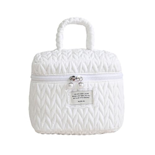 Kosmetiktaschen für Frauen Make up Tasche Kosmetiktasche groß Aesthetic Stuff clean Gir Reise Kosmetiktaschen mit Metall ReiBverschluss Make upTasche für Mädchen (Weiß A) von ZGHQHCDRH