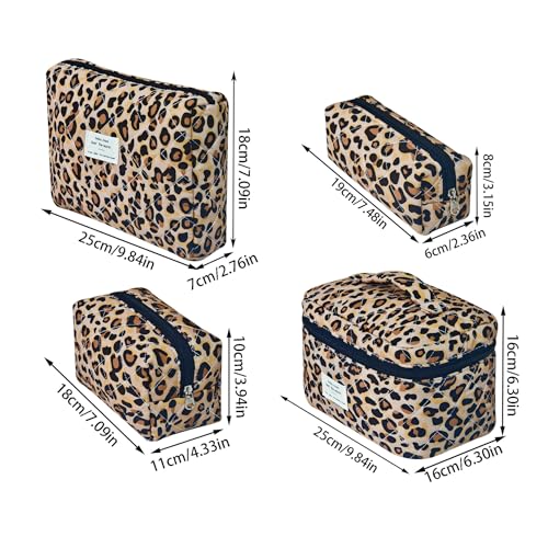 Oversized Beauty Bag - Leopard | große Gesteppte Kosmetiktasche mit Leopard Muster |kulturtasche Damen Aesthetic Stuff clean Girl Kapazität für All Deine Beauty Produkte und Haarpflege (A 04) von ZGHQHCDRH