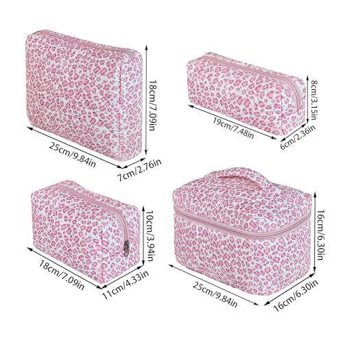 Oversized Beauty Bag - Leopard | große Gesteppte Kosmetiktasche mit Leopard Muster |kulturtasche Damen Aesthetic Stuff clean Girl Kapazität für All Deine Beauty Produkte und Haarpflege (B 01) von ZGHQHCDRH