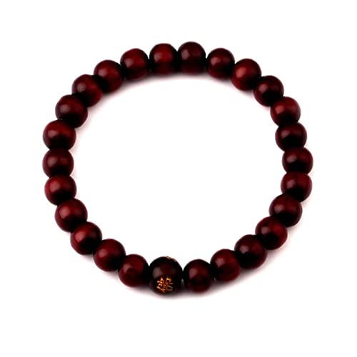Perlenarmband, 1 Stück Holzperlen Rosenkranz Armbänder Schmuck Geschenke Sandelholz Chinesischer buddhistischer Buddha Meditation Gebetsperlen Armband-rot(Red) von ZGHQHCDRH