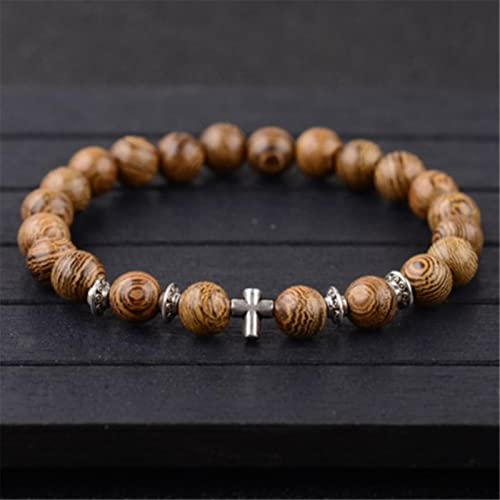 Perlenarmband, 1 Stück Sandelholz Rosenkranz Leopardenkopf Armband Tibet Buddhismus Buddha Holzperlen Chakra Yoga Armband for Schmuck-OM von ZGHQHCDRH