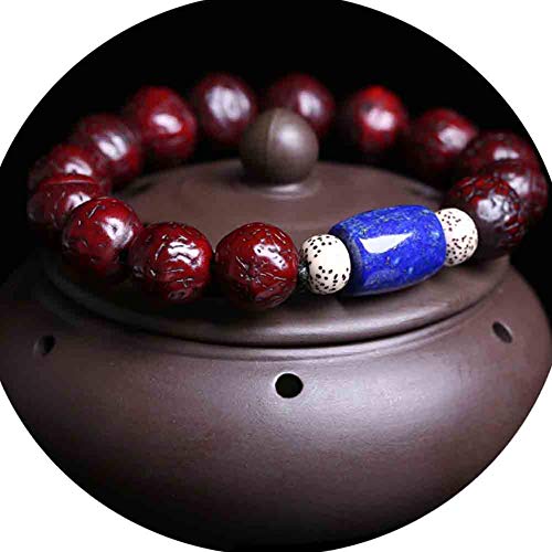 Perlenarmband, 13MM Holz Perlen Armband tibetische Meditation buddhistische Gebet Mala elastische Rudraksha Schmuck Weihnachten(A) von ZGHQHCDRH