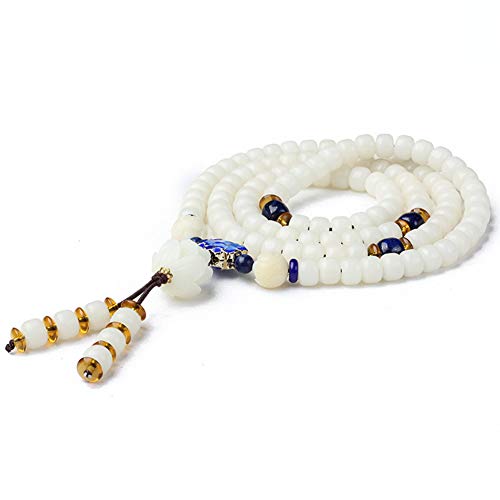 ZGHQHCDRH, Mala-Armband, 108 Armband Holzperlen 6/7/8 mm Original mit Lotusanhänger tibetisch-buddhistisches Gebet Mala Elastische Halskette handgefertigt Makramee Nationalstil Schmuck von ZGHQHCDRH