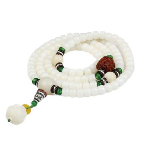 ZGHQHCDRH, Mala-Armband, 108 Armband Holzperlen 6/7/8 mm Original mit Lotusanhänger tibetisch-buddhistisches Gebet Mala Elastische Halskette handgefertigt Makramee Nationalstil Schmuck von ZGHQHCDRH