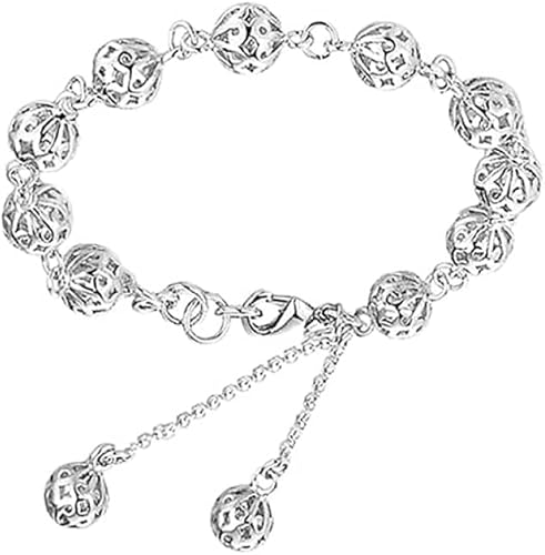 ZGHQHCDRH Armband, Frauen Chinesischen Vintage Hohl Silber Perle Armband Einstellbar Armreif Damen Sterling Silber von ZGHQHCDRH
