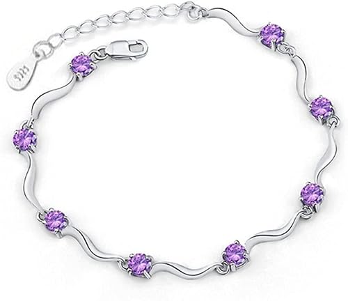 ZGHQHCDRH Armband, Frauen mit Mosaik Amethyst Armband Exquisite Damen Armband Sterling Silber Schmuck Geschenke von ZGHQHCDRH
