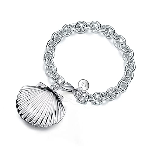 ZGHQHCDRH Armband, Modisches Armband mit handgeschnitztem Muschelanhänger, Elegantes Armband, Silberschmuck for Schwestern, Freunde, Paare, M von ZGHQHCDRH