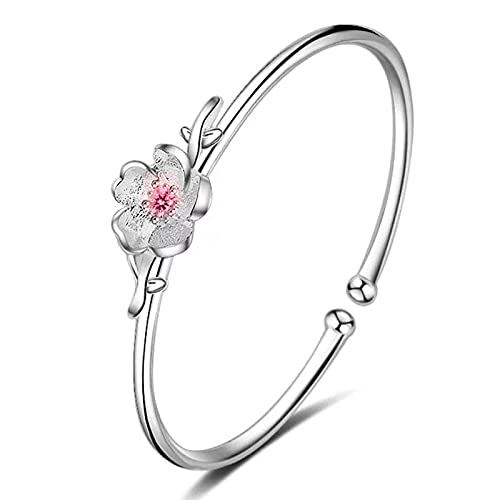 ZGHQHCDRH Armreif mit Kirschblüten-Motiv, handgeschnitzt, Vintage-Armband, Damen-Silberschmuck, Geburtstagsgeschenke for Schwestern, Freunde, Paare von ZGHQHCDRH