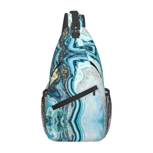 ZGHQHCDRH Benutzerdefinierte Luxus Abstrakte Ozean Marmor Wirbel Sling Brust Umhängetasche Männer Mode Schulterrucksack zum Wandern von ZGHQHCDRH
