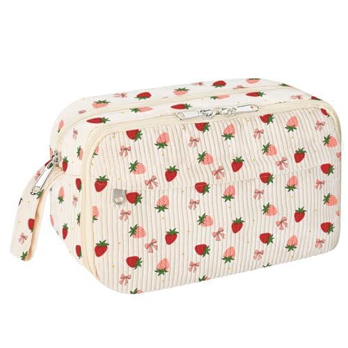 Cord-Stoff Federmäppchen Aesthetic Stuff clean Girl Aesthetic Mäppchen große Federmappe Mädchen Junge Teenager Erwachsene Schlamppermäppchen Pencil Case mit Tragegriff (B) von ZGHQHCDRH