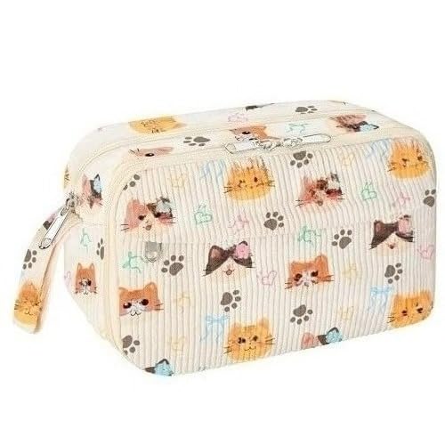 Cord-Stoff Federmäppchen Aesthetic Stuff clean Girl Aesthetic Mäppchen große Federmappe Mädchen Junge Teenager Erwachsene Schlamppermäppchen Pencil Case mit Tragegriff (F) von ZGHQHCDRH