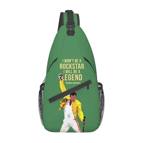 ZGHQHCDRH Personalisierte Freddie Mercury Sling Bag für Männer Cool Schulter Crossbody Brustrucksack Radfahren Camping Tagesrucksack von ZGHQHCDRH