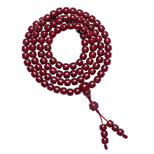 ZGHQHCDRH Rosenkranz-Armband, 108 natürliche Zinnober-Rosenkranz-Halskette, Multi-Loop-Armband, Buddha-Fass-Mala-Rosenkranz for Meditationsgesänge (Farbe: Rot)(Red) von ZGHQHCDRH
