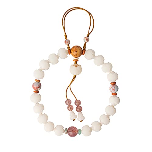 ZGHQHCDRH Rosenkranz-Armband, Weiße Jade Bodhi Lotus Handschnur Buddha Perlen Rosenkranz for Männer und Frauen mit einem einzigen Ringarmband (Farbe: Weiß)(Jade) von ZGHQHCDRH
