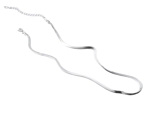 ZGHQHCDRH Silberne Halskette für Damen, Flexible Halskette for Frauen S925 Sterling Silber Flache magische Fischgrätenkette Zierliche trendige Chokerhalskette Böhmischer Schmuck for sie Mädchen Paar von ZGHQHCDRH
