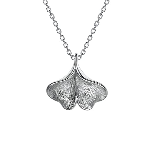 ZGHQHCDRH Silberne Halskette für Damen, Sterling Retro Halskette for Frauen S925 Silber Ginkgo Blätter zierliche trendige zarte Kette Geschenk Schmuck for sie Mädchen Paare von ZGHQHCDRH
