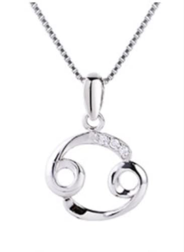 ZGHQHCDRH Silberne Halskette für Damen, Sterling S925 Silber Halskette for Frauen Sternzeichen Zirkon Krebs Mode Accessoire Geschenk Schmuck for Mädchen von ZGHQHCDRH
