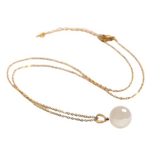 ZGHQHCDRH Silberne Halskette für Damen, Sterling Vintage Halskette for Frauen S925 Silber natürliche weiße Onyx Perlen zierliche trendige zarte Kette Geschenk Schmuck for sie Mädchen Paare von ZGHQHCDRH