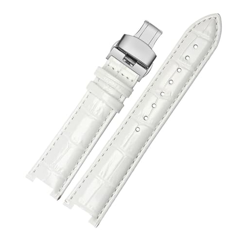 ZGHQHCDRH Uhrenarmband, Rindsleder Lederband Konkaven Armband Kalbsleder Schmetterling Schnalle Kompatibel(Silver,18x10mm) von ZGHQHCDRH