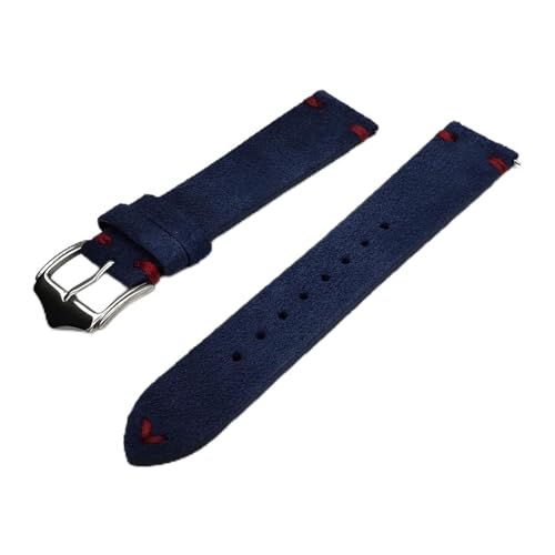 ZGHQHCDRH Uhrenarmband, Wildleder Leder Uhrenarmbänder Quick Release Federsteg Vintage Uhrenarmbänder(BlueRed Line,22mm) von ZGHQHCDRH