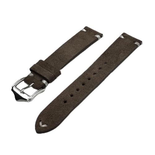 ZGHQHCDRH Uhrenarmband, Wildleder Leder Uhrenarmbänder Quick Release Federsteg Vintage Uhrenarmbänder(Gray Line,20mm) von ZGHQHCDRH