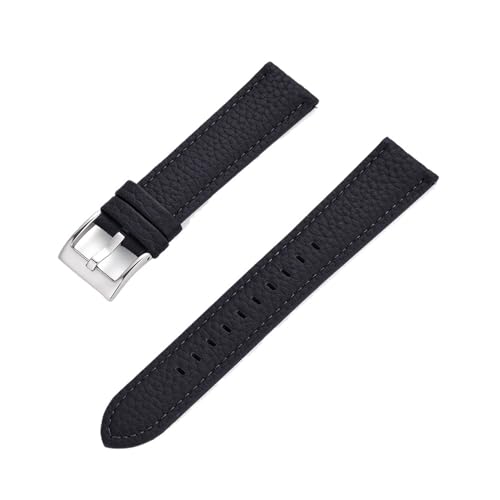 ZGHQHCDRH verstellbares Uhrenarmband ， Echtes Leder Uhrenarmband mit Schnellverschluss for Uhrenarmbänder for Armbänder Uhrenzubehör(Black Silver,22mm) von ZGHQHCDRH