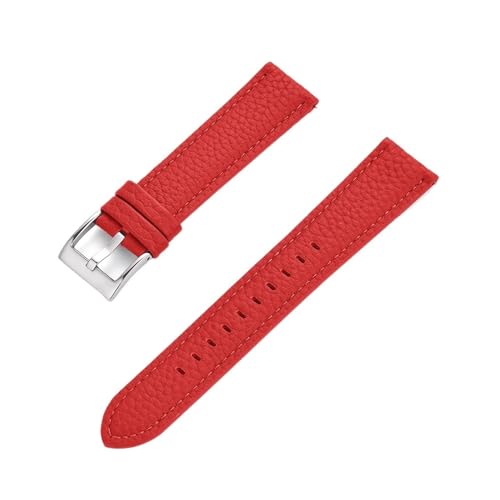 ZGHQHCDRH verstellbares Uhrenarmband ， Echtes Leder Uhrenarmband mit Schnellverschluss for Uhrenarmbänder for Armbänder Uhrenzubehör(Red Silver,22mm) von ZGHQHCDRH