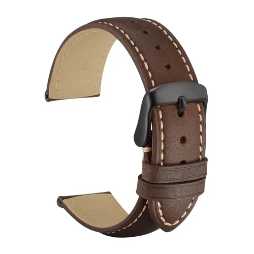 ZGHQHCDRH verstellbares Uhrenarmband ， Kalbsleder Leder Armband Weiches Material Armband Uhr Band Gold Schnalle(Brownblack,21mm) von ZGHQHCDRH