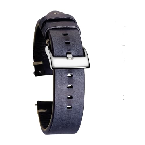ZGHQHCDRH verstellbares Uhrenarmband ， Schnellverschluss-Uhrenarmbänder aus Leder, handgefertigtes Vintage-Uhrenarmband aus Kalbsleder(Blue,22mm) von ZGHQHCDRH