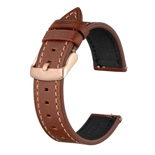 ZGHQHCDRH verstellbares Uhrenarmband ， Uhrenarmband ~ Echtlederarmband for Herren und Damen, mit Schnellverschluss, Gürtelschnalle(Red Brown,21mm) von ZGHQHCDRH