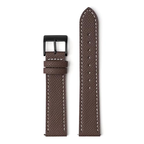 ZGHQHCDRH verstellbares Uhrenarmband ， Uhrenarmband aus Kalbsleder mit Schnellverschluss, handgefertigt, Palmenmuster, Armband(Dark brown wh line,22mm) von ZGHQHCDRH