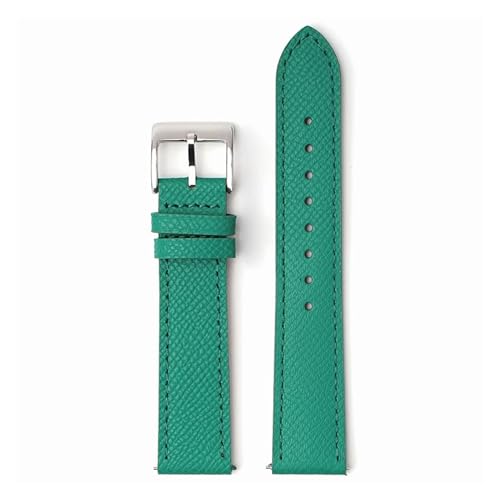 ZGHQHCDRH verstellbares Uhrenarmband ， Uhrenarmband aus Kalbsleder mit Schnellverschluss, handgefertigt, Palmenmuster, Armband(Green ge line,18mm) von ZGHQHCDRH