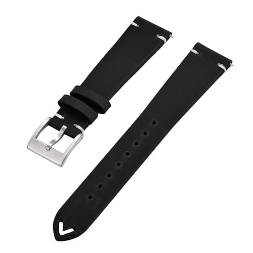 ZGHQHCDRH verstellbares Uhrenarmband ， Uhrenarmband aus echtem Leder mit Schnellverschluss for Herren und Damen(Black,20mm) von ZGHQHCDRH