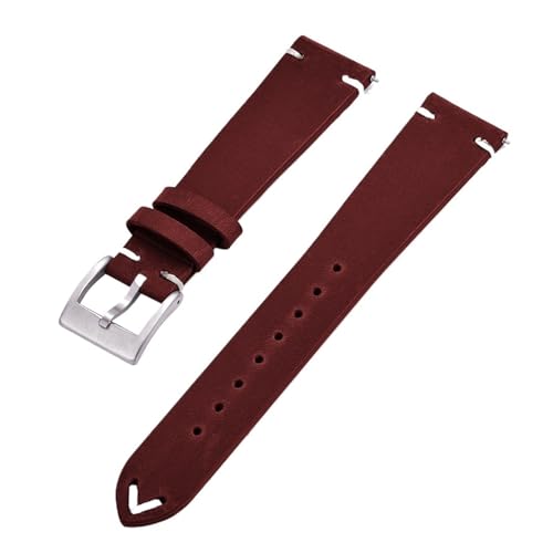 ZGHQHCDRH verstellbares Uhrenarmband ， Uhrenarmband aus echtem Leder mit Schnellverschluss for Herren und Damen(Red,20mm) von ZGHQHCDRH
