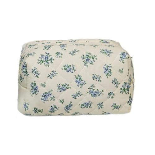 kulturtasche Damen Kosmetiktasche Make up Tasche Quilted Makeup Bag for Women, Makeup Bag Floral Cotton CosmeticBag Travel Cotton clean Girl (D) von ZGHQHCDRH