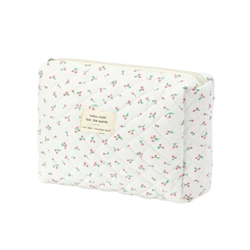kulturtasche Damen Kosmetiktasche Make up Tasche Quilted Makeup Bag for Women, Makeup Bag Floral Cotton CosmeticBag Travel Cotton clean Girl (Q) von ZGHQHCDRH