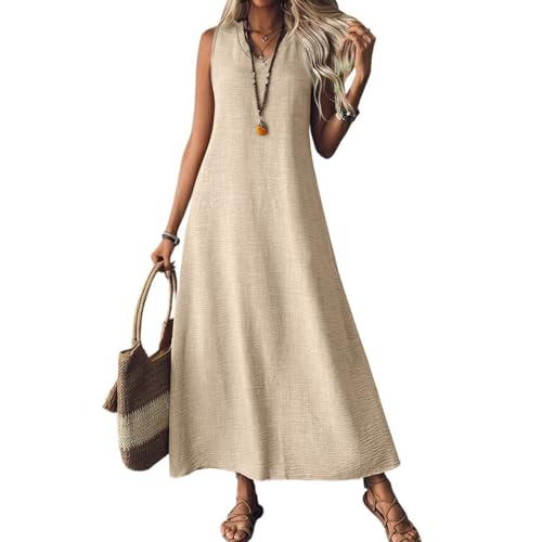 Sommerkleid Damen Lang Leinenkleid Kurzarm V Ausschnitt Musselin Kleid A Linie Strandkleid Damen Luftig Maxikleid Lässig Einfarbig Leicht Urlaub Baumwolle Leinen Freizeitkleid Sommerkleid Damen Lang Leinenkleid Kurzarm V Ausschnitt Musselin Kleid A Linie Strandkleid Damen Luftig Maxikleid Lässig Einfarbig Leicht Urlaub Baumwolle Leinen Freizeitkleid von ZGIDDAZ