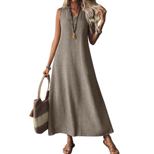 Sommerkleid Damen Lang Leinenkleid Kurzarm V Ausschnitt Musselin Kleid A Linie Strandkleid Damen Luftig Maxikleid Lässig Einfarbig Leicht Urlaub Baumwolle Leinen Freizeitkleid Sommerkleid Damen Lang Leinenkleid Kurzarm V Ausschnitt Musselin Kleid A Linie Strandkleid Damen Luftig Maxikleid Lässig Einfarbig Leicht Urlaub Baumwolle Leinen Freizeitkleid von ZGIDDAZ